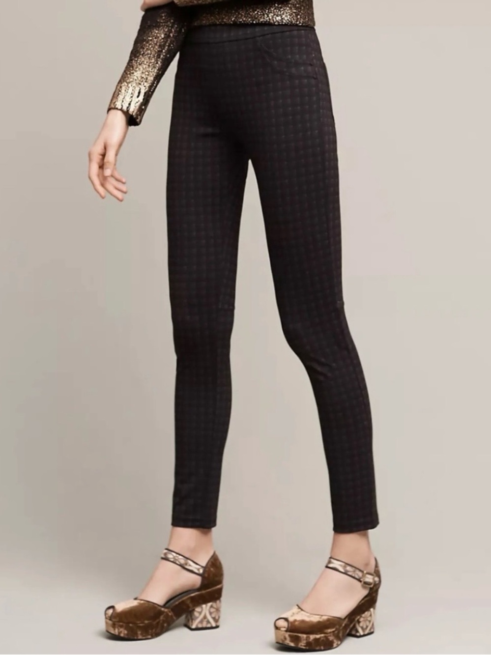 Sanctuary Runway Plaid Leggings XS Slim Fit Stretchy Pull-On Styling